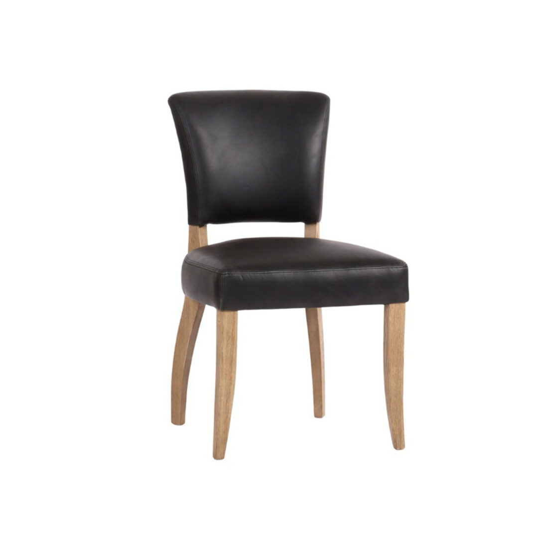 Belle Leather Dining Chair with History Oak Legs image 0